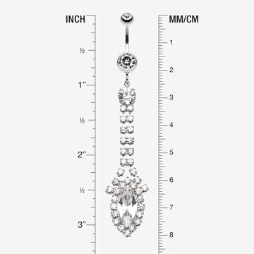 Detail View 1 of Marquise Chandelier Belly Ring-Clear Gem
